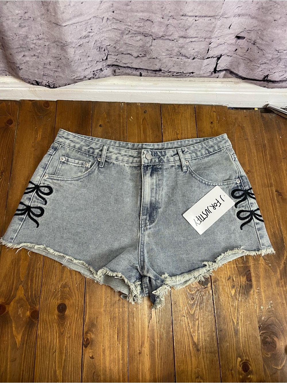 J For Justify size 13 shorts with embroidered bows